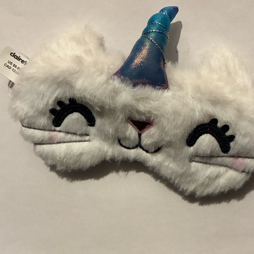 Claire's Fluffy Unicorn Face Mask with Blue Horn